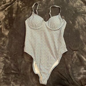 Urban outfitters baby blue one piece swimsuit with daisies